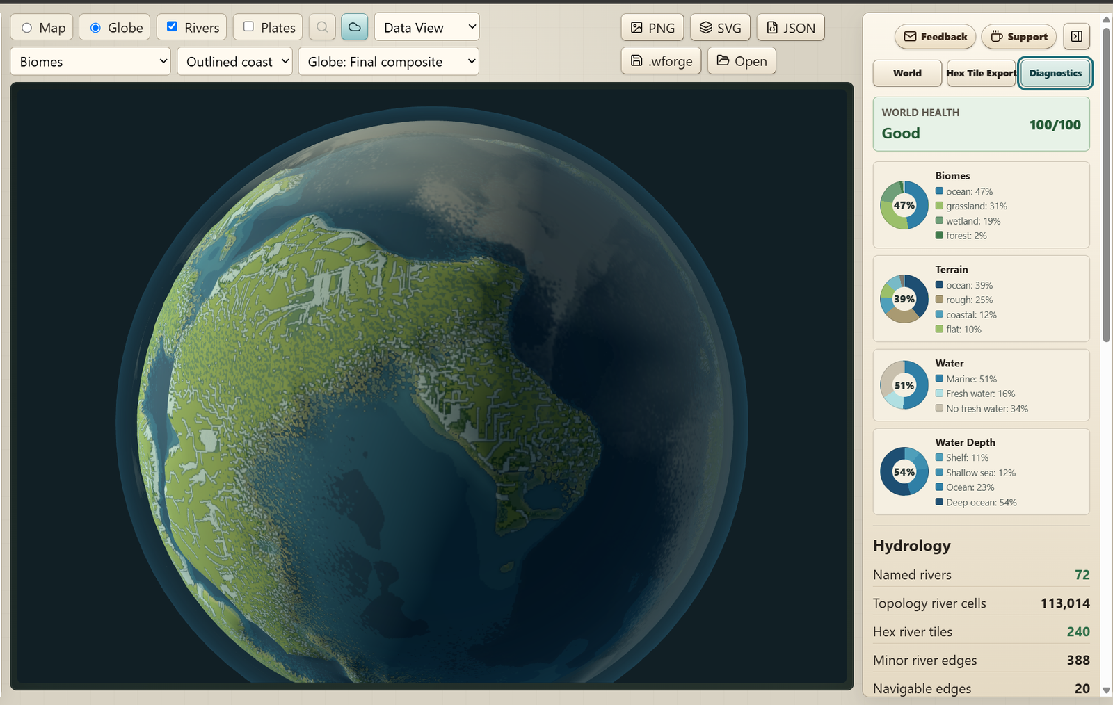 Placeholder for World Forge generated world map and globe screenshots